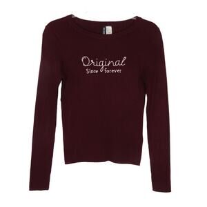 H&M Original Since Forever Burgundy Mroon Ribbed Knit Long Sleeve Top Small